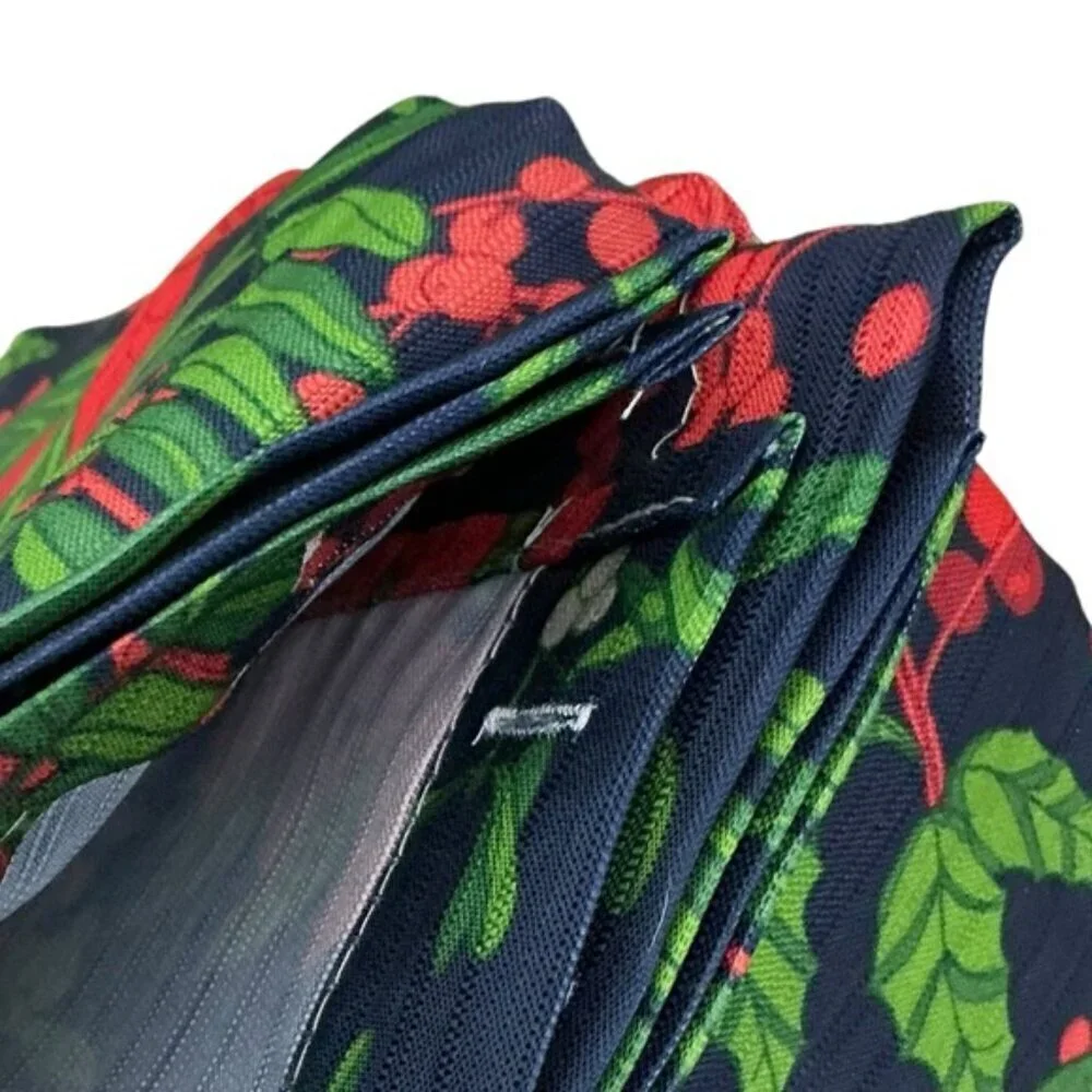 Christmas Shower Curtain Holiday Poinsettias Fabric Classic Navy Blue 70x72 In